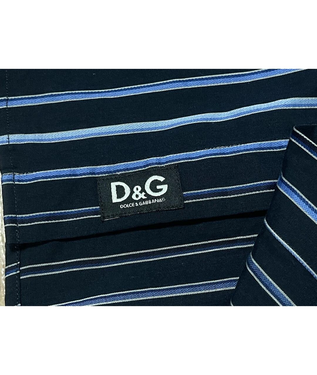 DOLCE & GABBANA VINTAGE Темно-синяя хлопковая классическая рубашка, фото 7