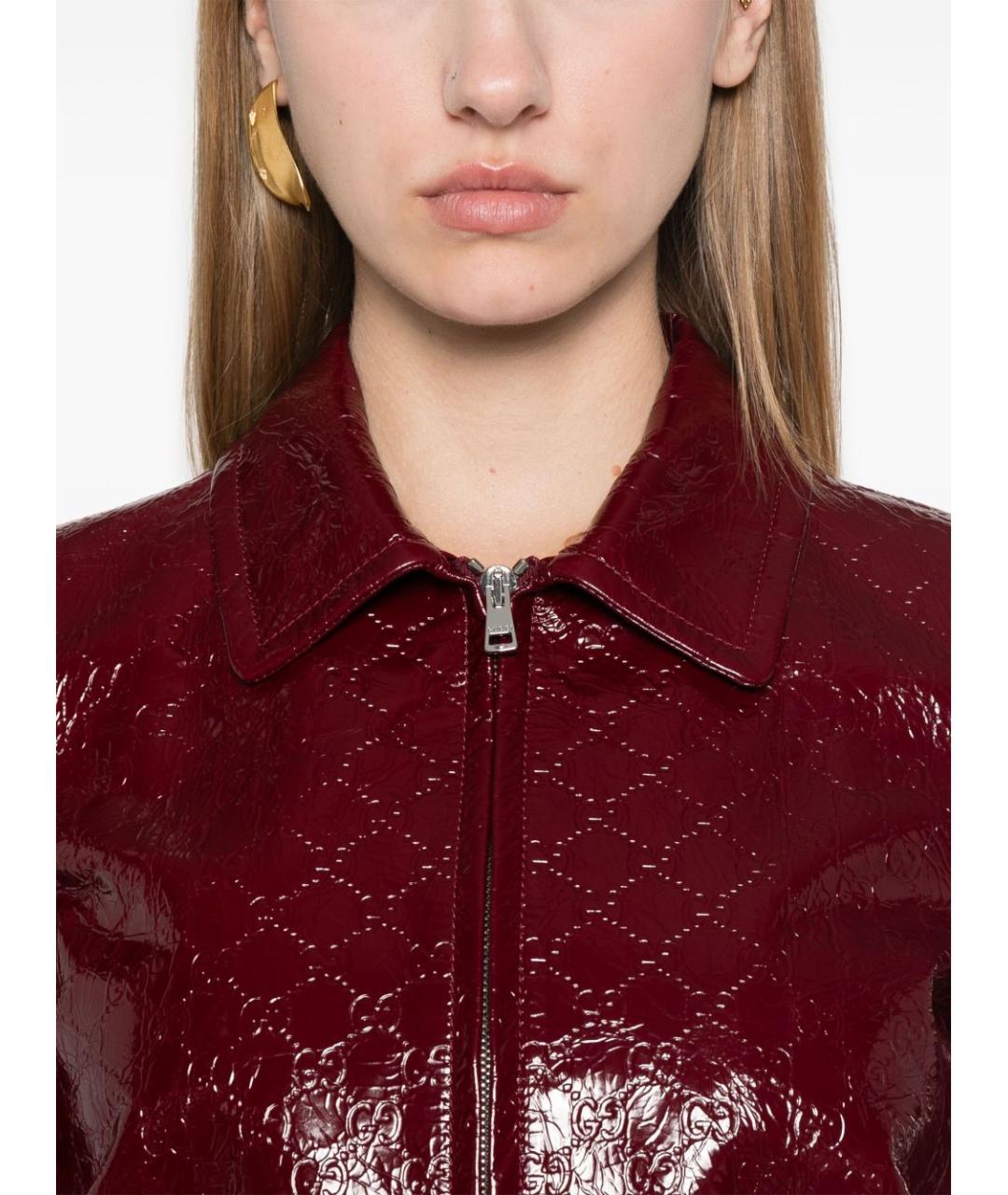 GUCCI Бордовая кожаная куртка, фото 3