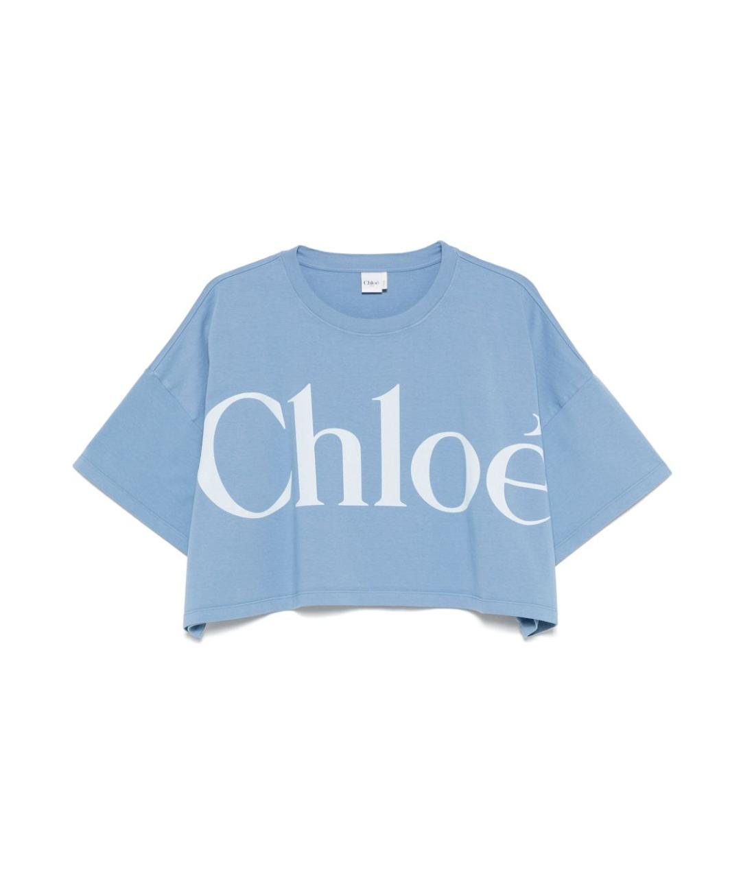 CHLOE Голубая хлопковая футболка, фото 1