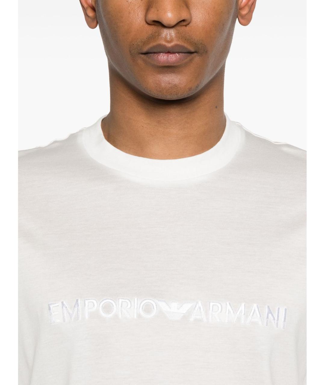 EMPORIO ARMANI Белая хлопковая футболка, фото 2