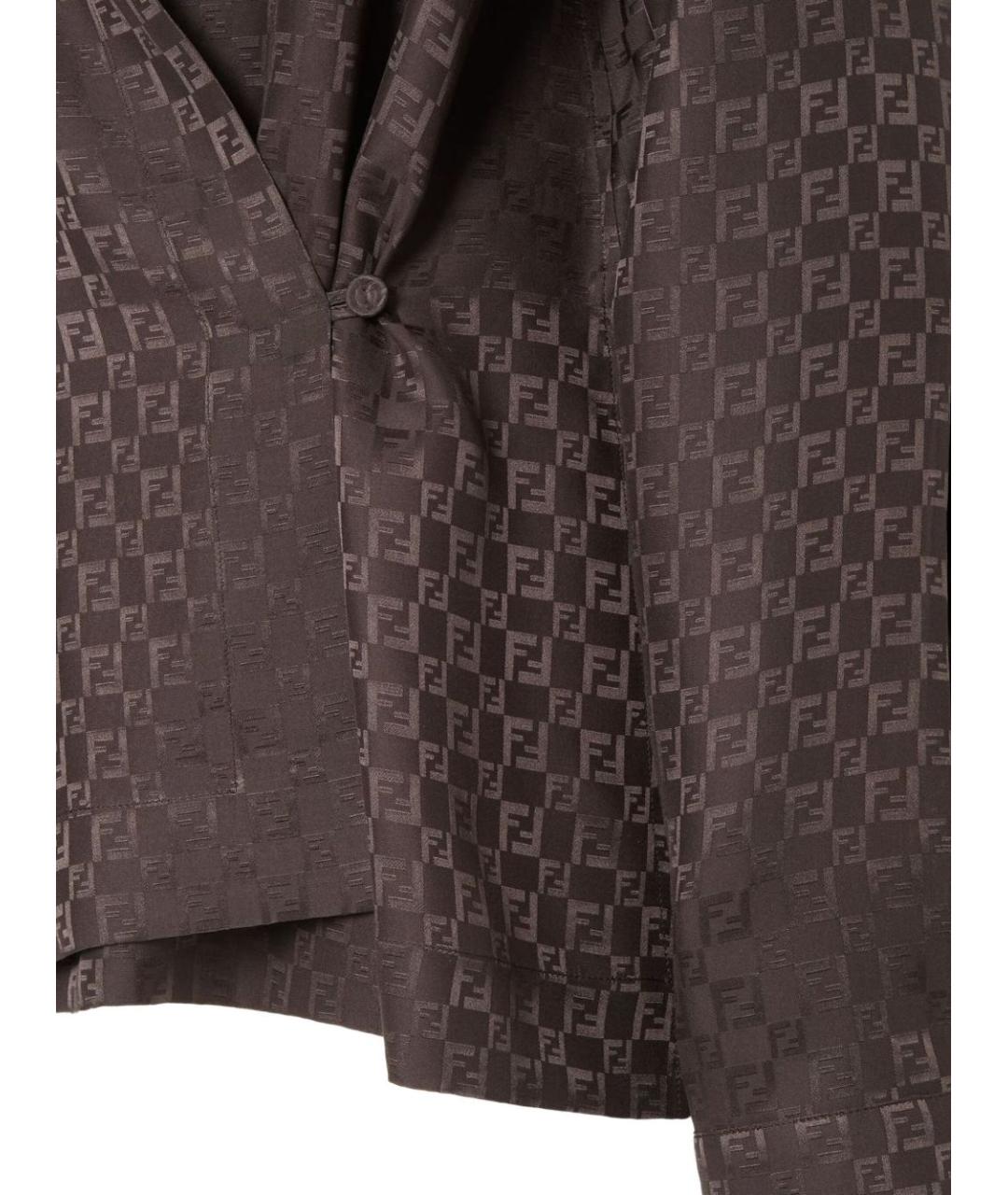 FENDI Коричневая шелковая рубашка, фото 2