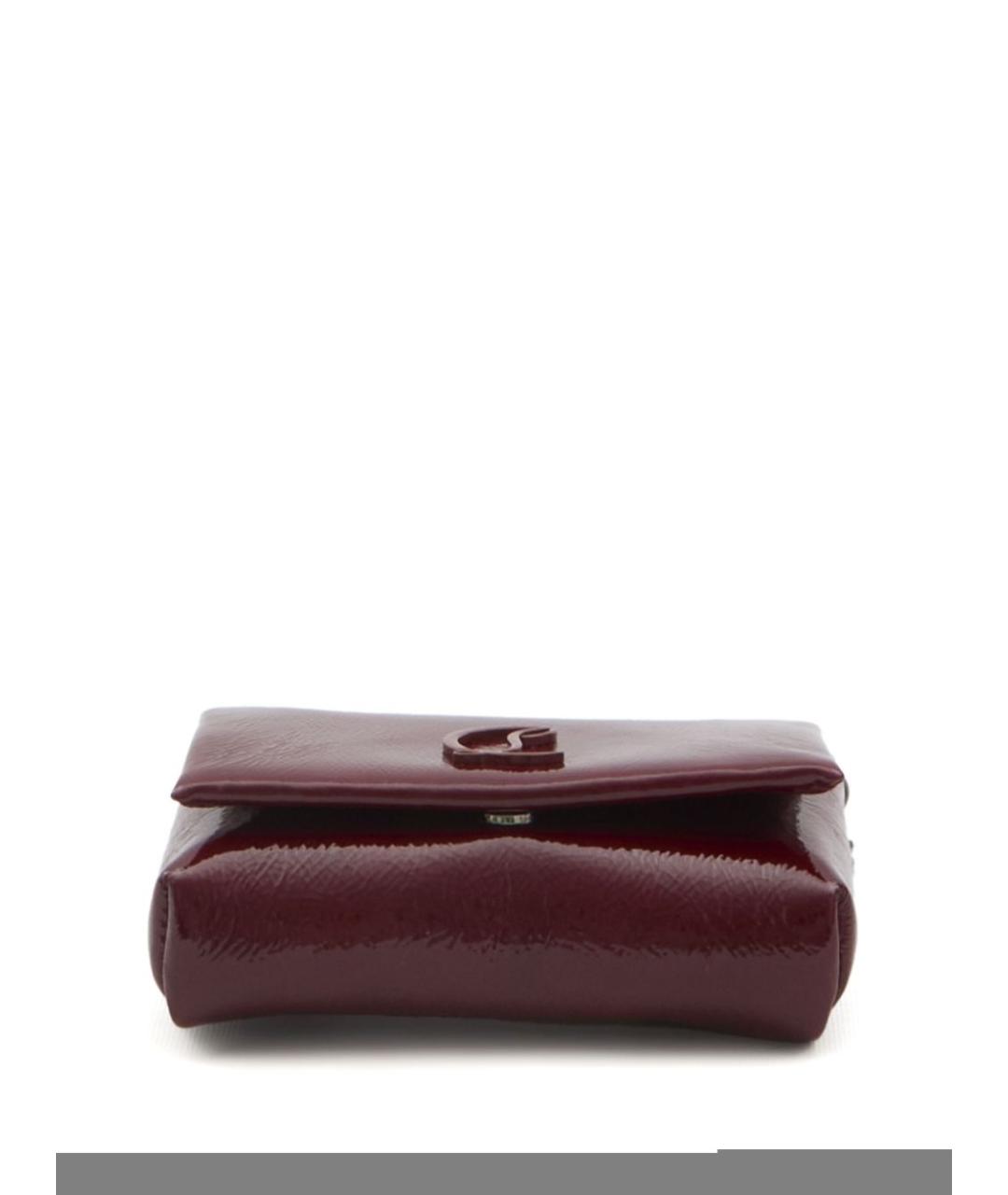 CHRISTIAN LOUBOUTIN Бордовый кошелек из лакированной кожи, фото 2