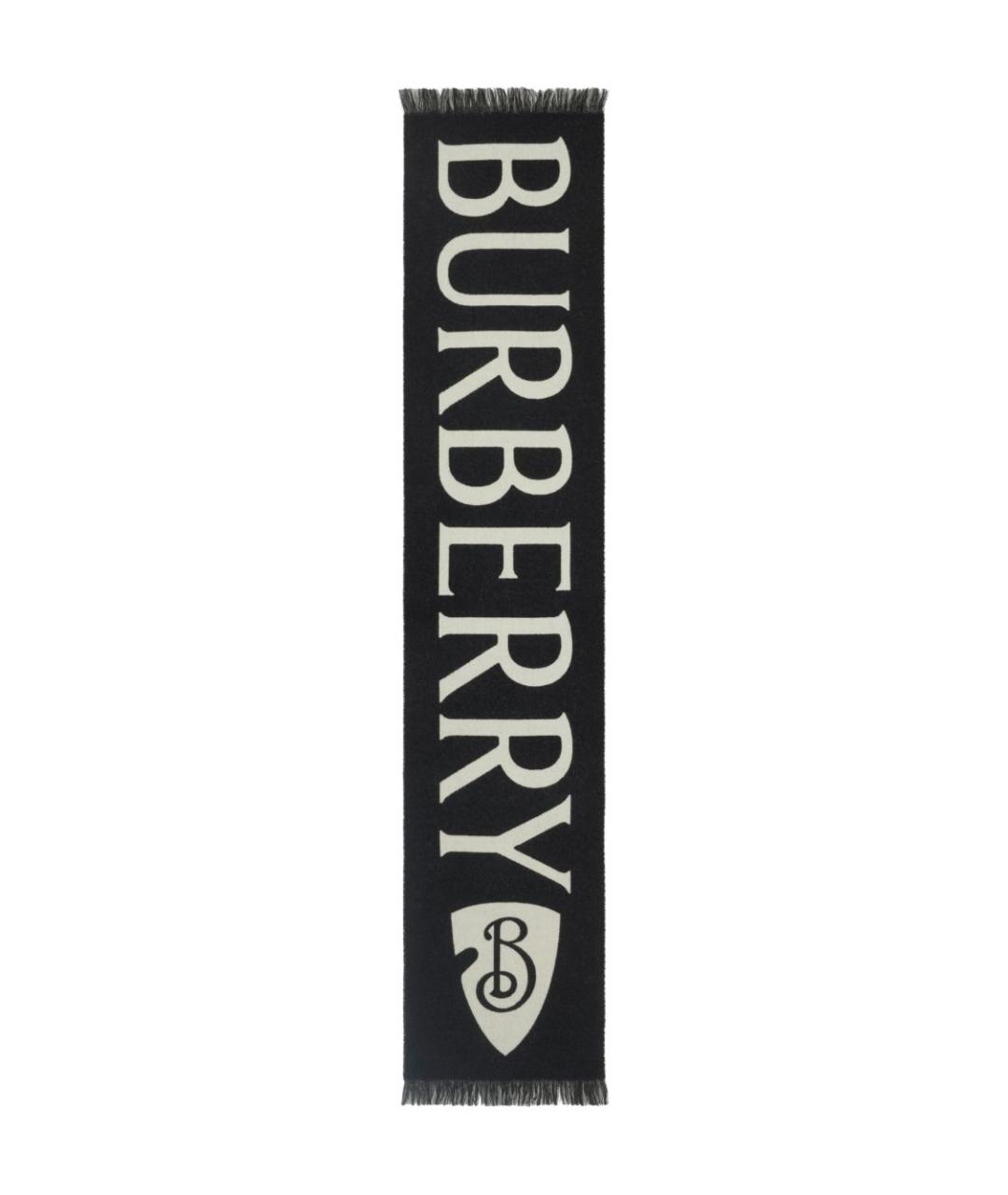 BURBERRY Черный шерстяной шарф, фото 2