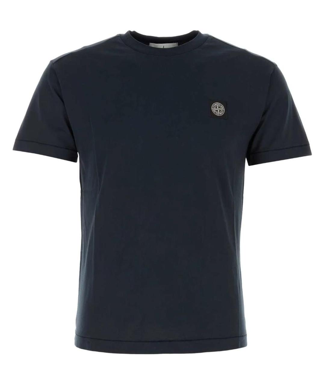 STONE ISLAND Темно-синяя хлопковая футболка, фото 1