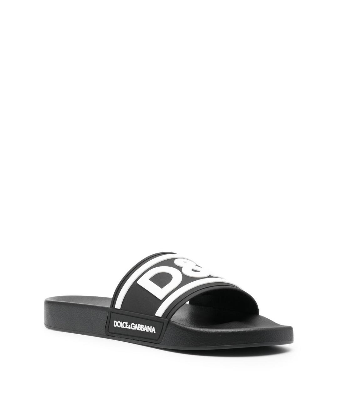 DOLCE&GABBANA Черные резиновые шлепанцы, фото 3