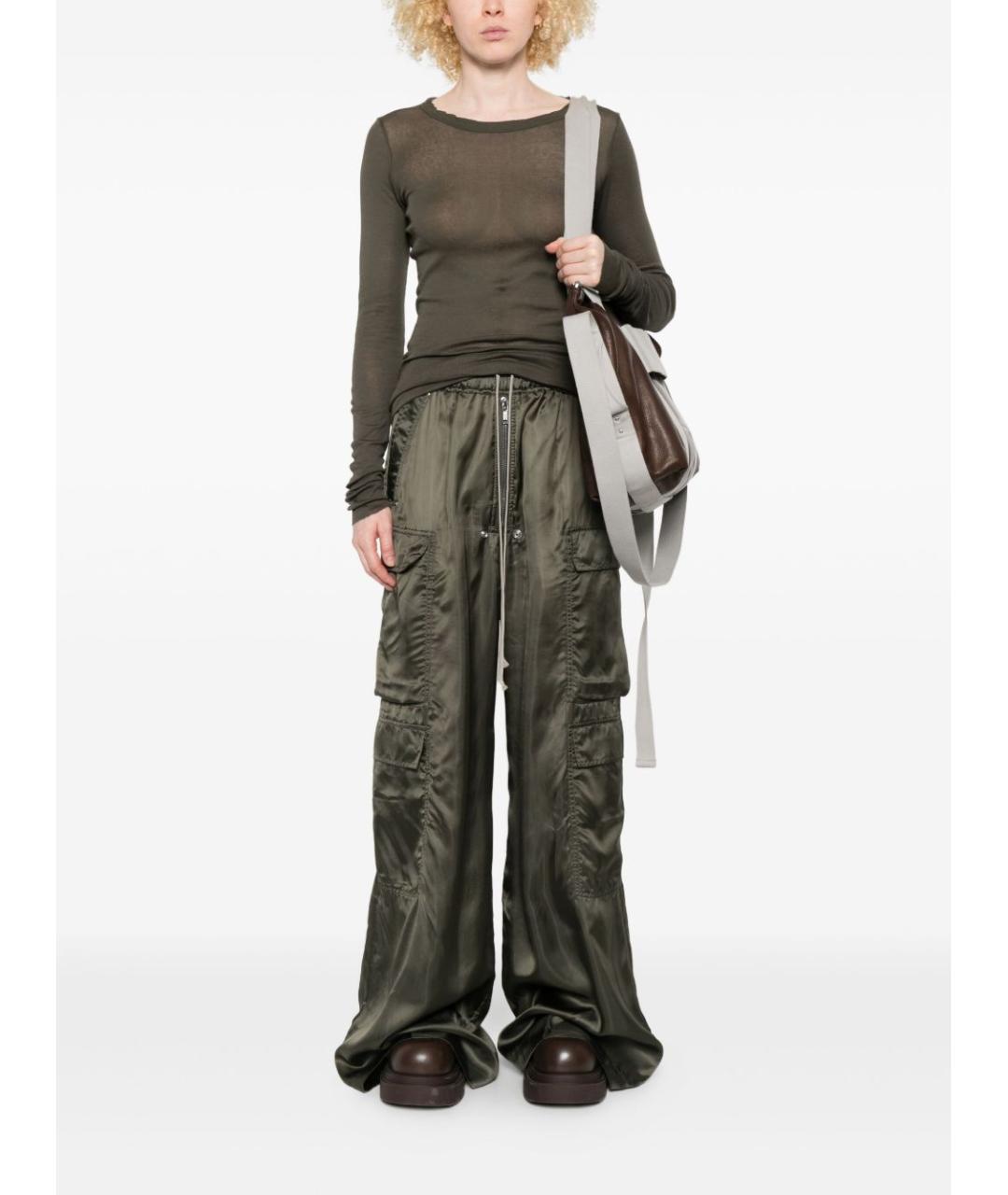 RICK OWENS Зеленые брюки широкие, фото 4