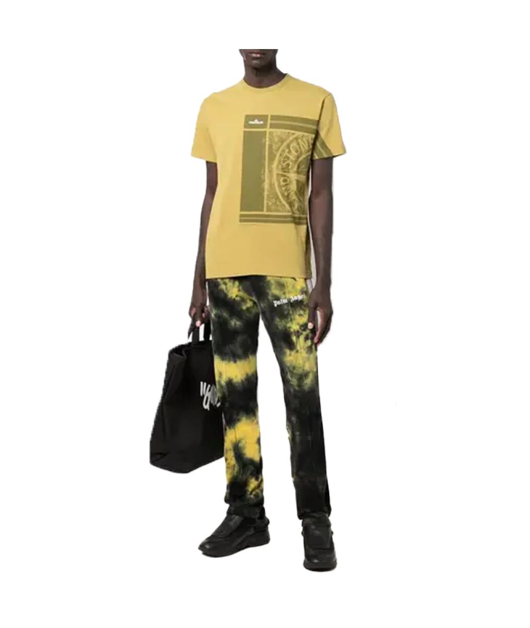 STONE ISLAND Желтая хлопковая футболка, фото 2