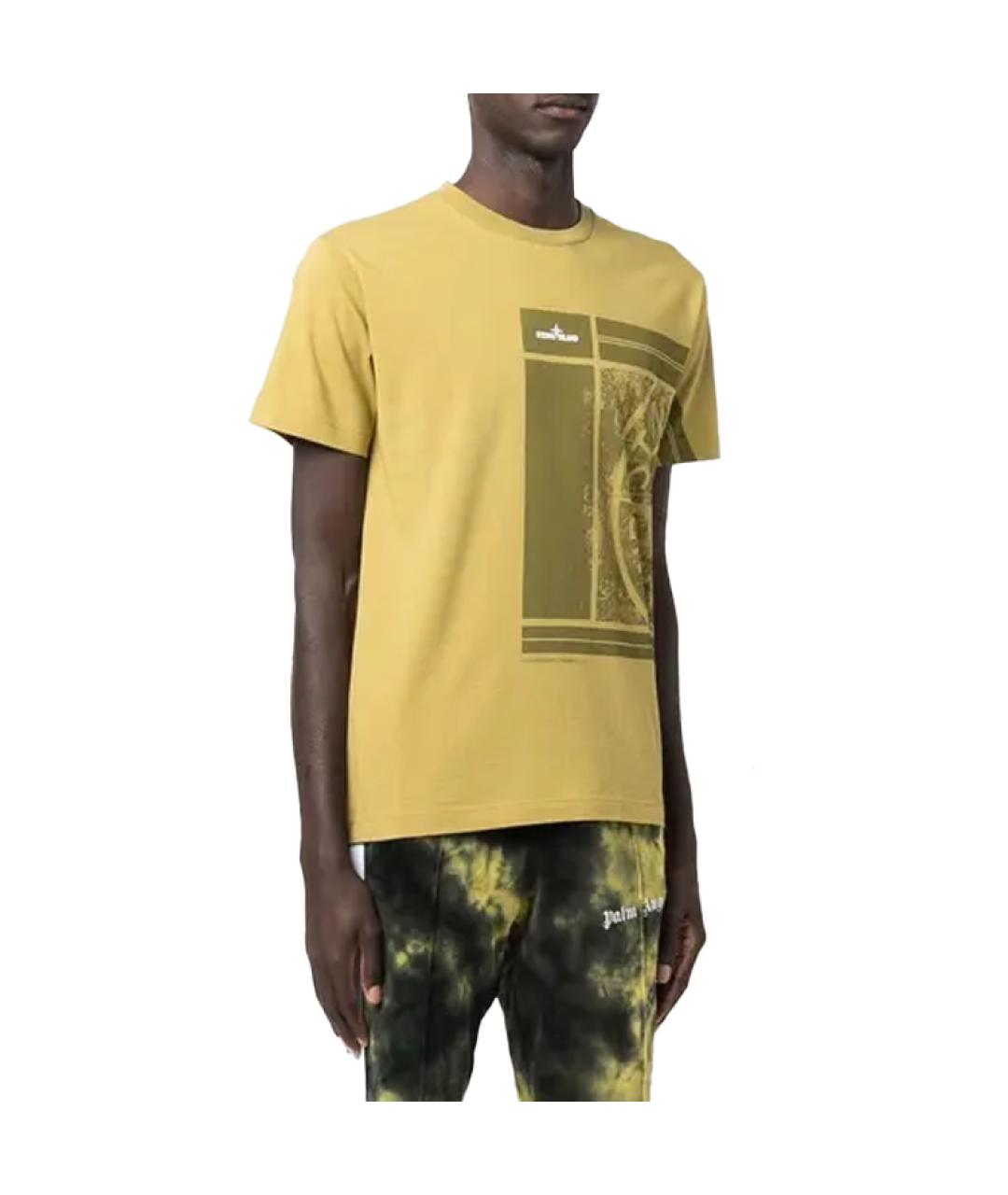 STONE ISLAND Желтая хлопковая футболка, фото 3