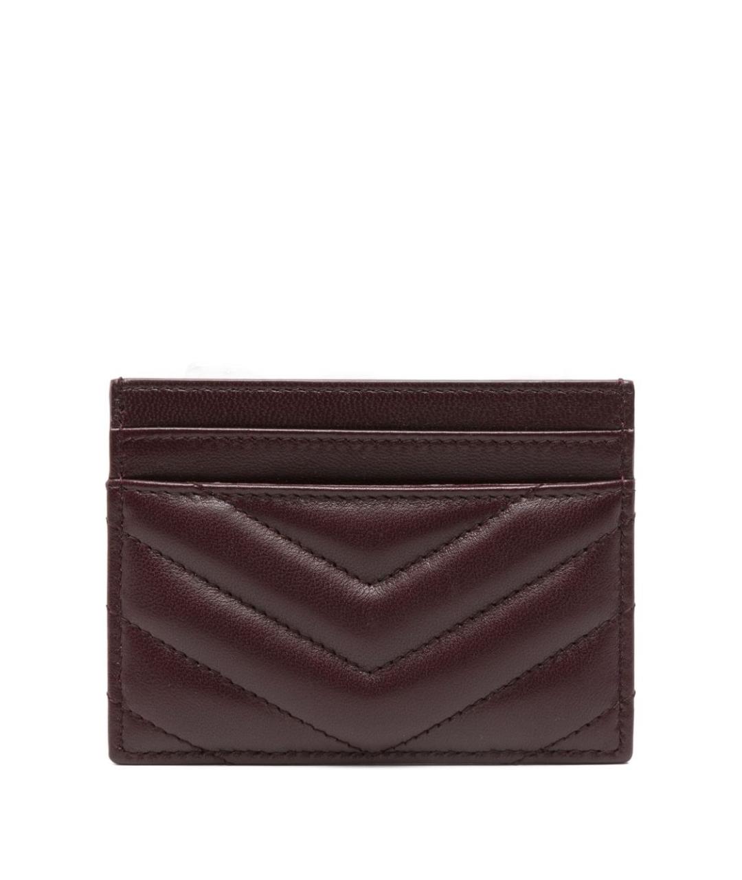 SAINT LAURENT Бордовый кожаный кардхолдер, фото 2