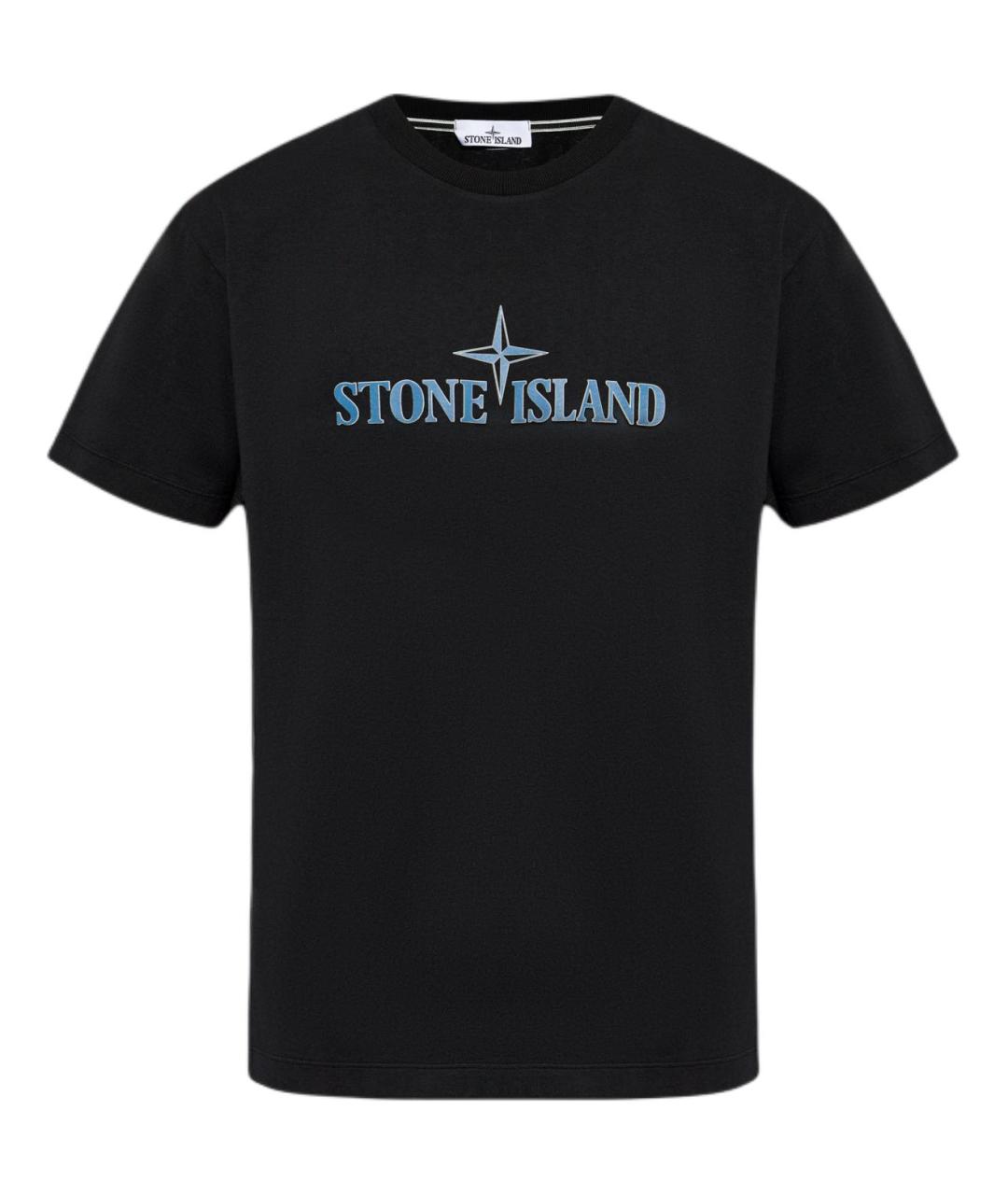 STONE ISLAND Черная хлопковая футболка, фото 1
