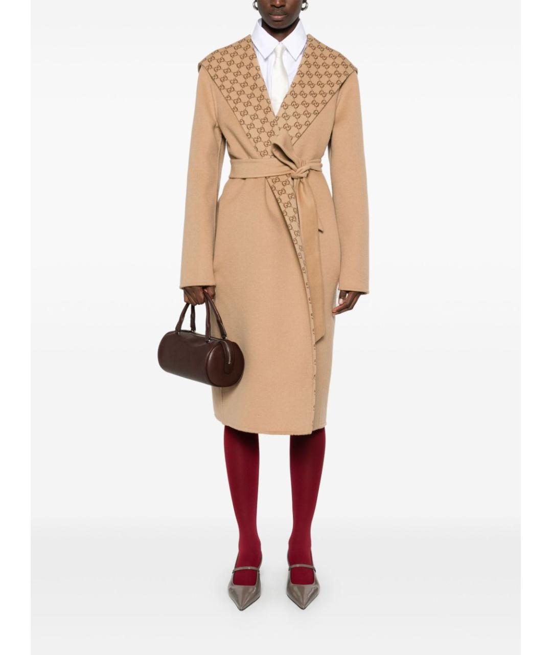 GUCCI Бежевое шерстяное пальто, фото 3