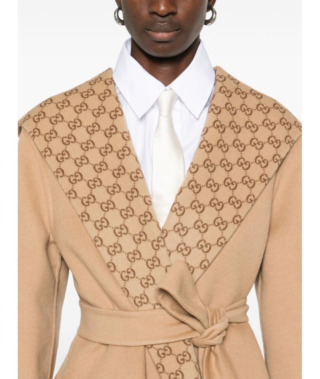 GUCCI Бежевое шерстяное пальто, фото 2