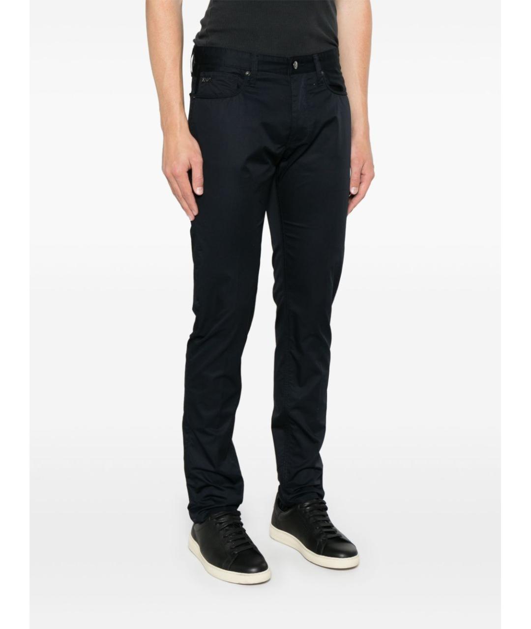 EMPORIO ARMANI Темно-синие хлопковые прямые джинсы, фото 3