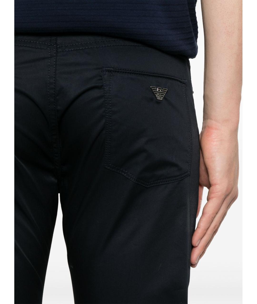 EMPORIO ARMANI Синие хлопковые прямые джинсы, фото 2