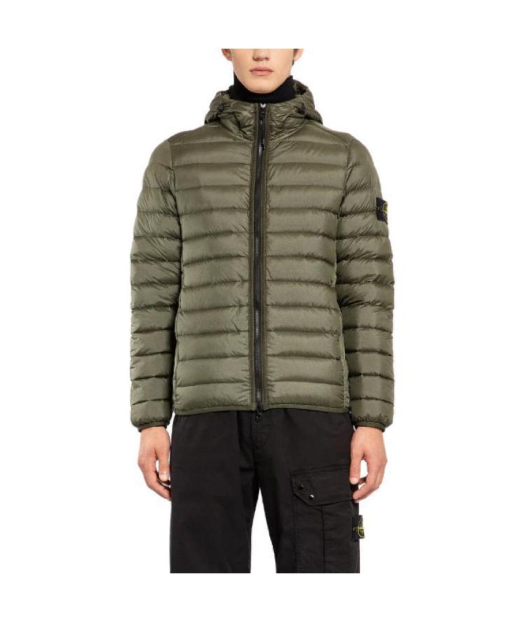 STONE ISLAND Зеленый пуховик, фото 2