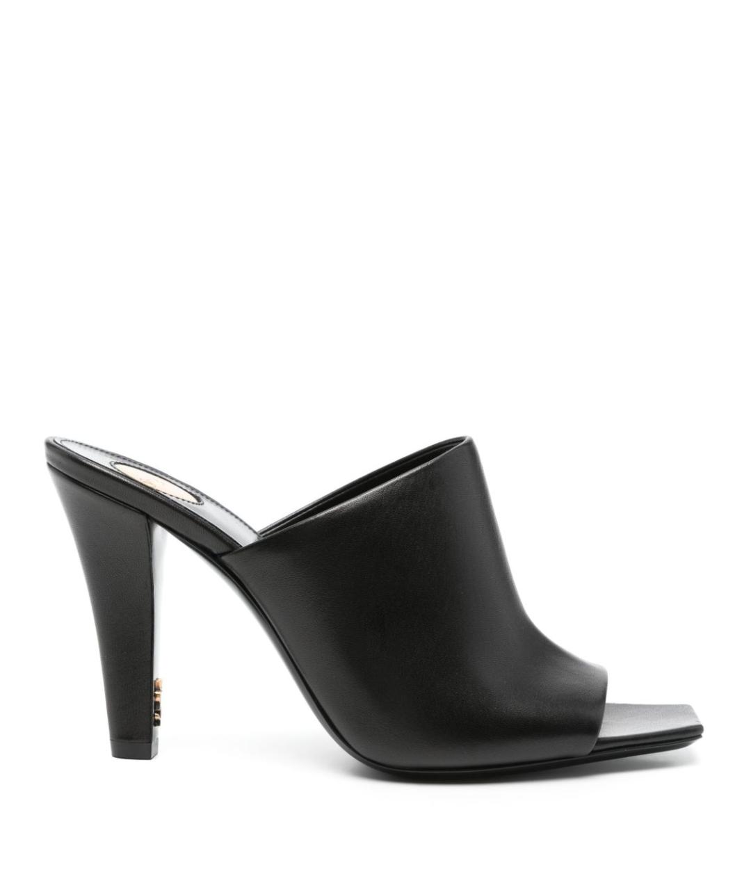 SAINT LAURENT Черные кожаные мюли, фото 1