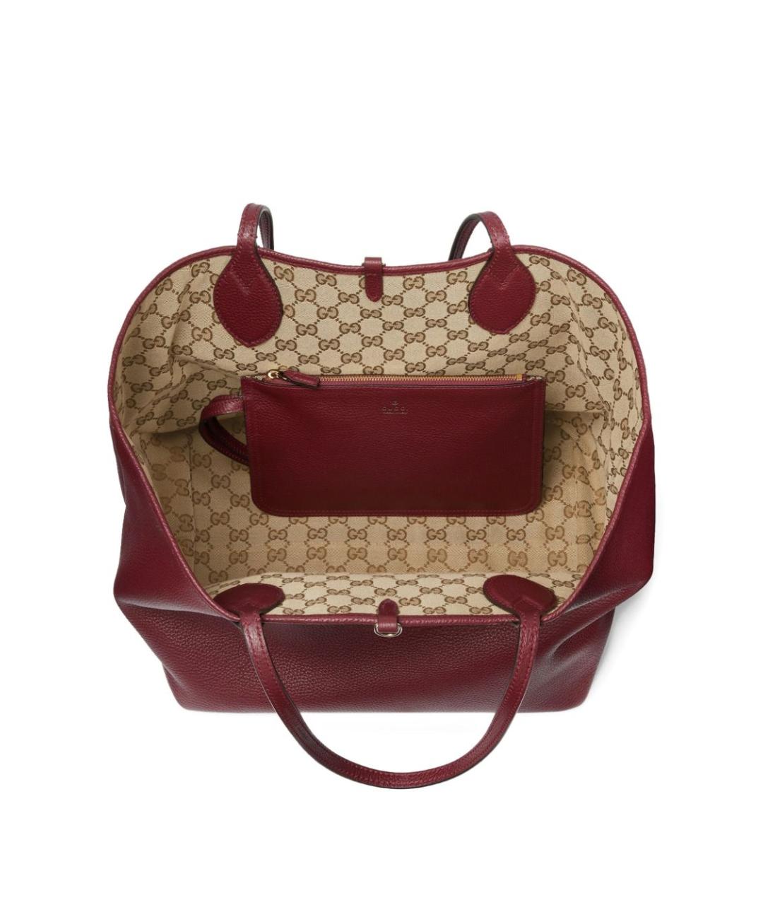 GUCCI Бордовая кожаная сумка тоут, фото 3
