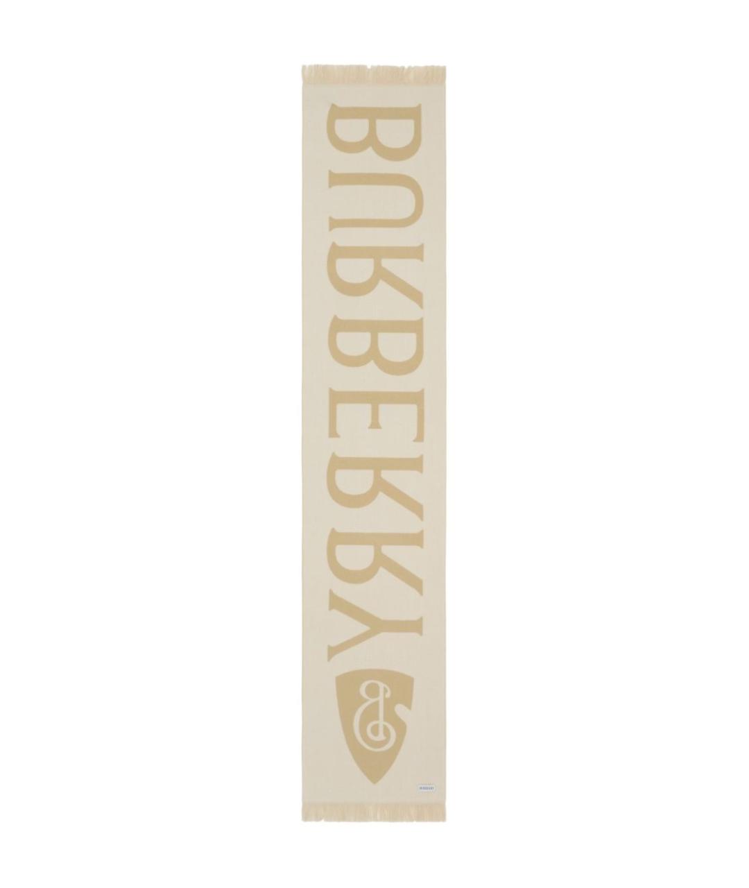 BURBERRY Бежевый шерстяной шарф, фото 3