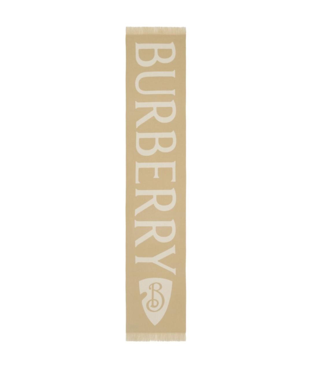 BURBERRY Бежевый шерстяной шарф, фото 1