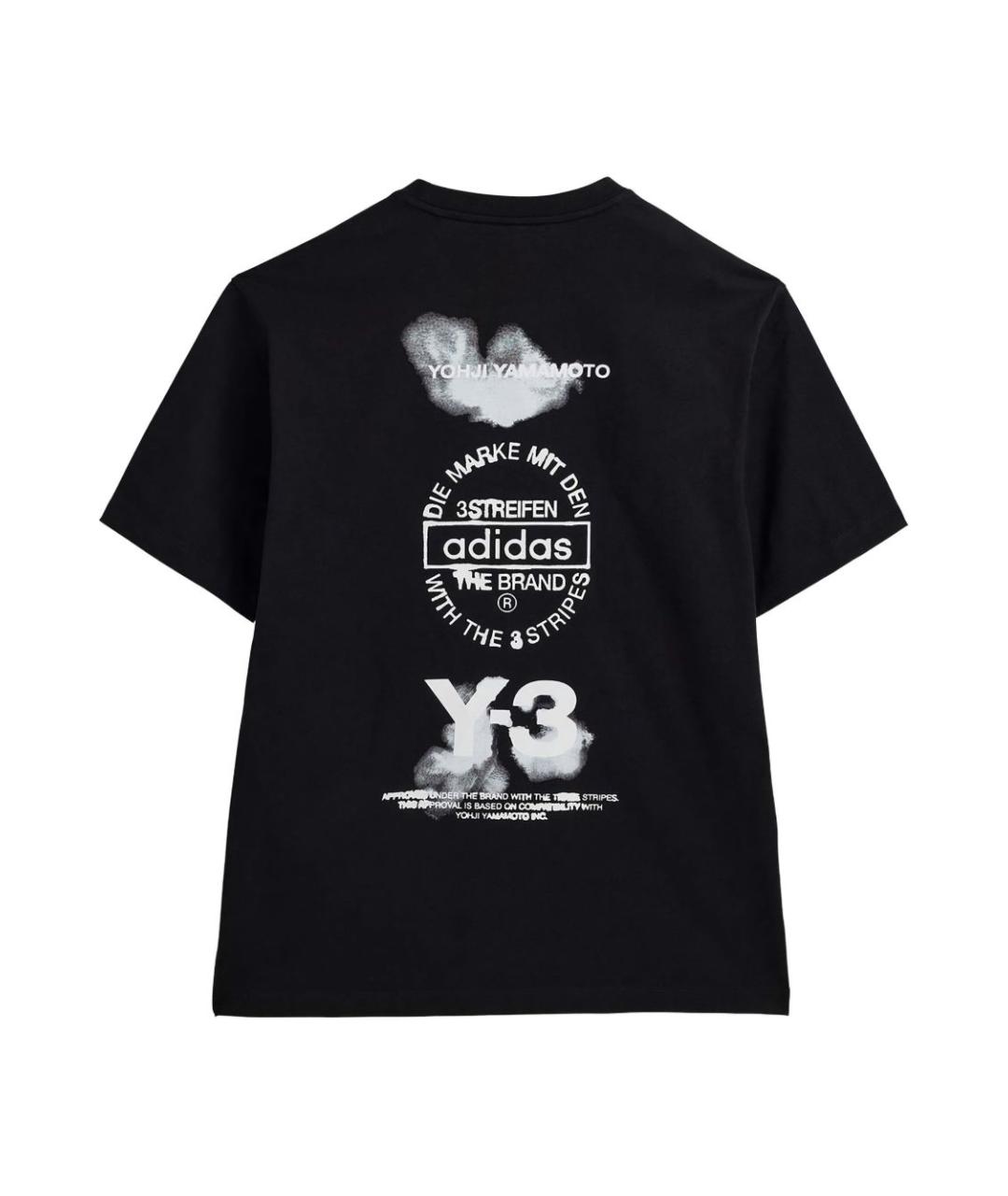 Y-3 Черная хлопковая футболка, фото 3