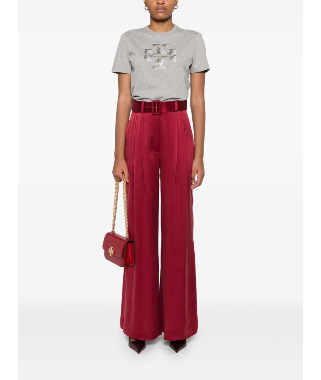 TORY BURCH Серая хлопковая футболка, фото 4
