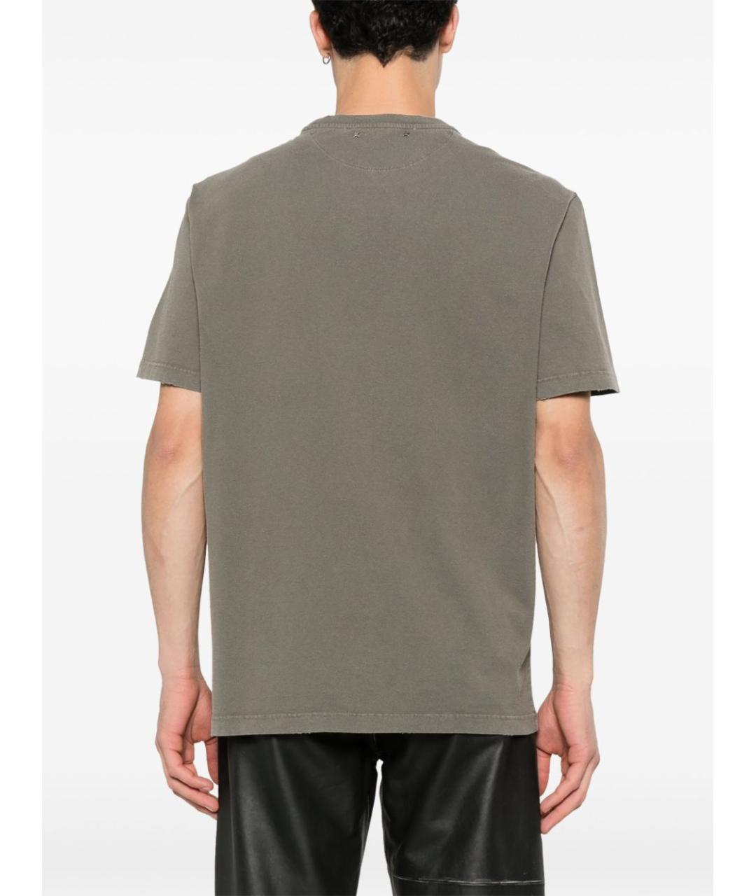 GOLDEN GOOSE DELUXE BRAND Хаки хлопковая футболка, фото 3