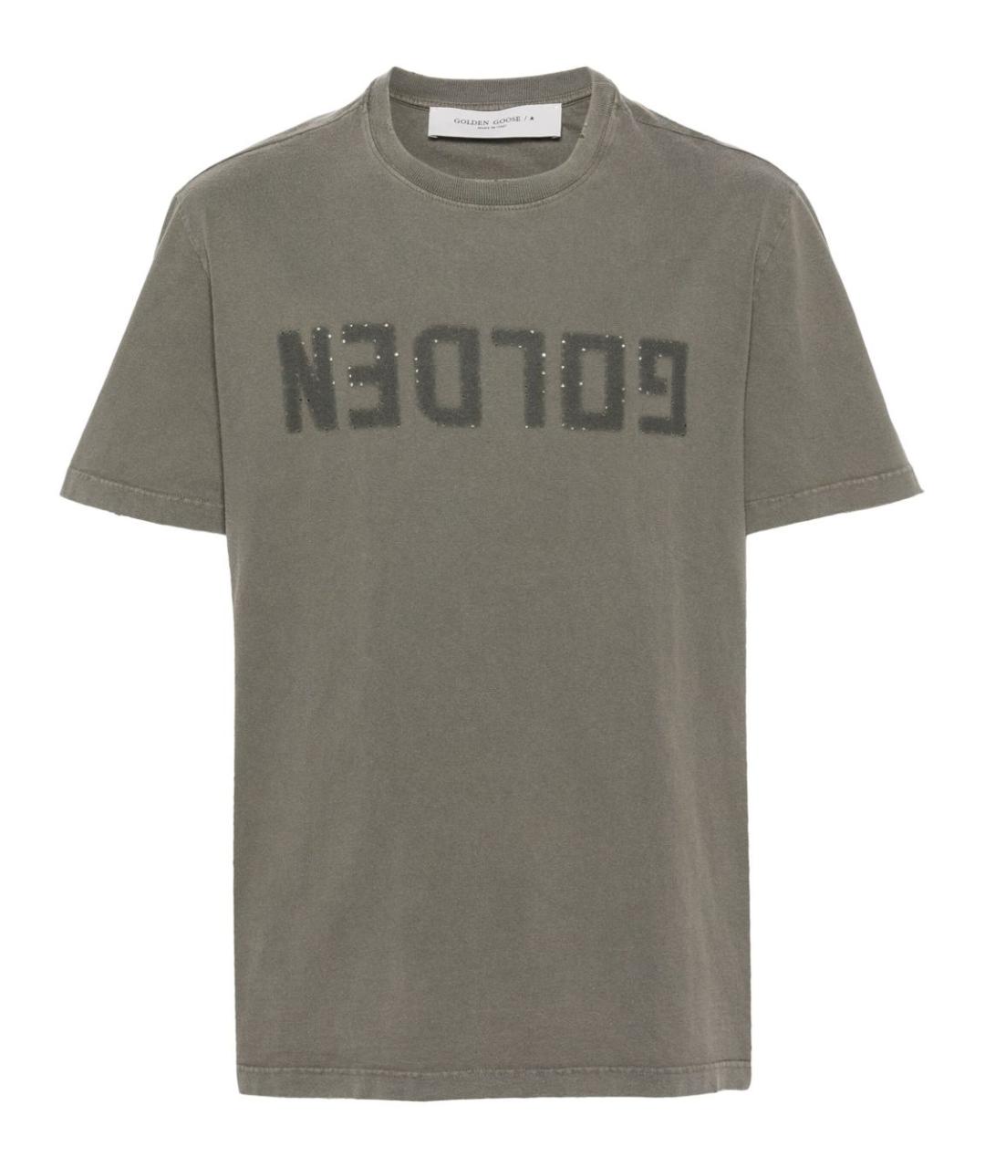 GOLDEN GOOSE DELUXE BRAND Хаки хлопковая футболка, фото 1