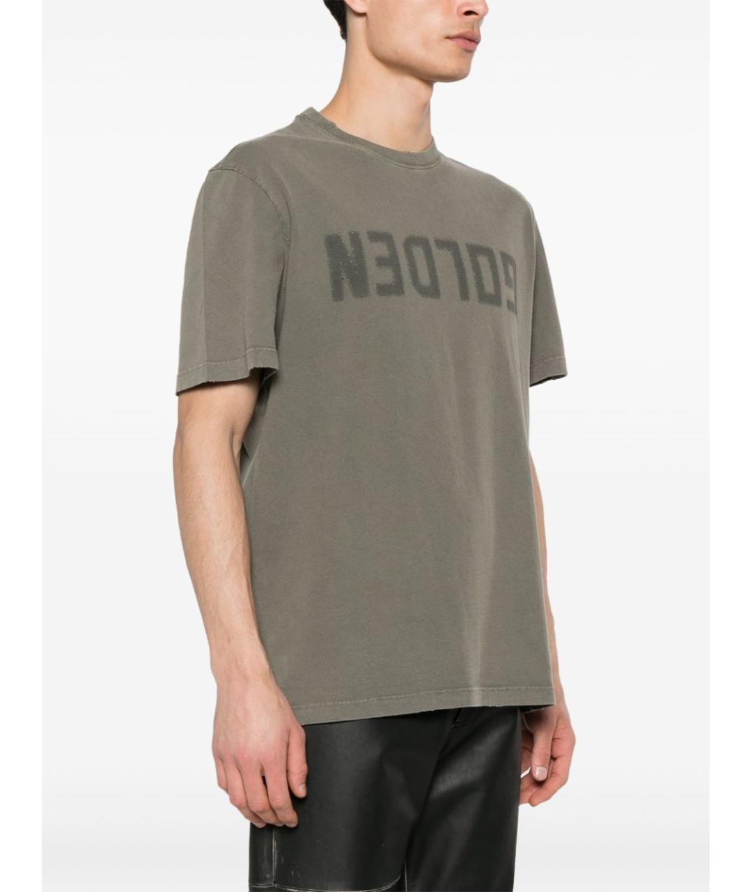 GOLDEN GOOSE DELUXE BRAND Хаки хлопковая футболка, фото 5