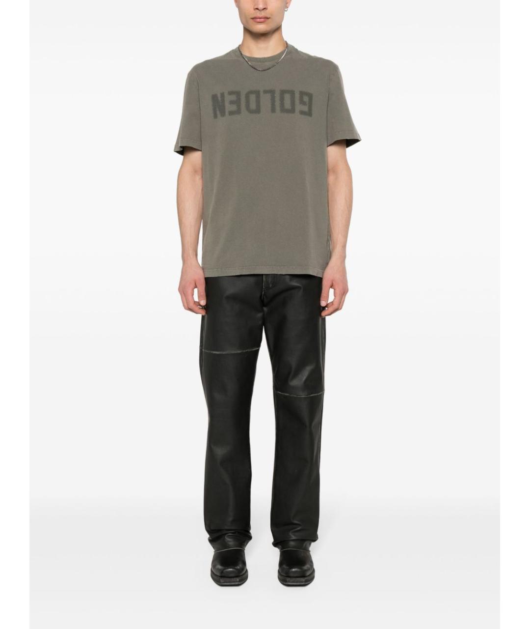 GOLDEN GOOSE DELUXE BRAND Хаки хлопковая футболка, фото 2