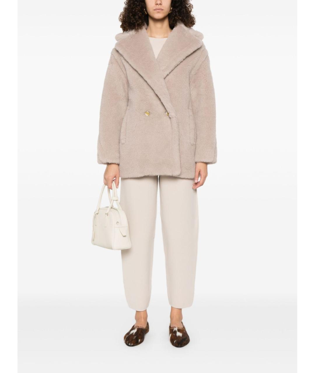 MAX MARA Бежевая шерстяная дубленка, фото 5