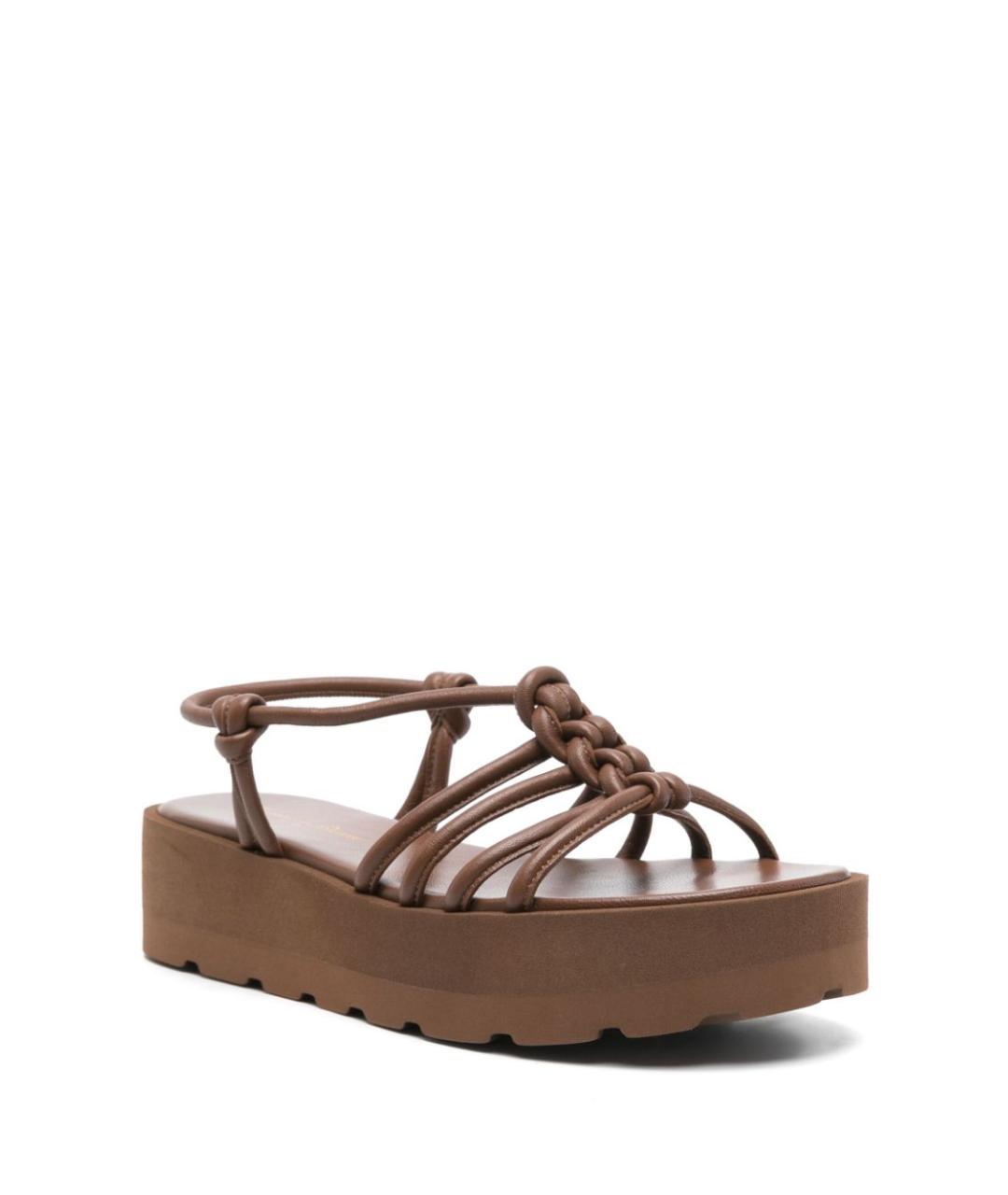 GIANVITO ROSSI Коричневые кожаные босоножки, фото 2