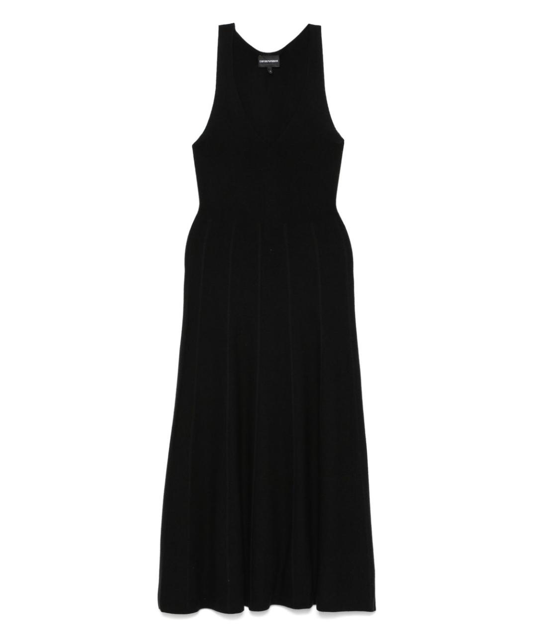 EMPORIO ARMANI Черное хлопковое коктейльное платье, фото 1