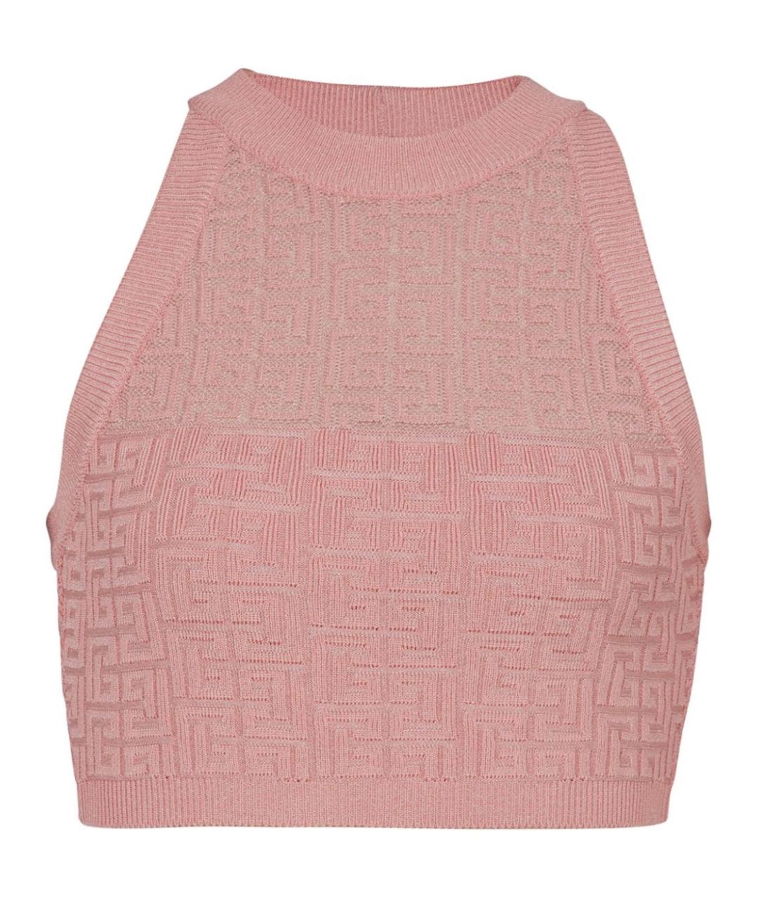 BALMAIN Розовая полиэстеровая майка, фото 1