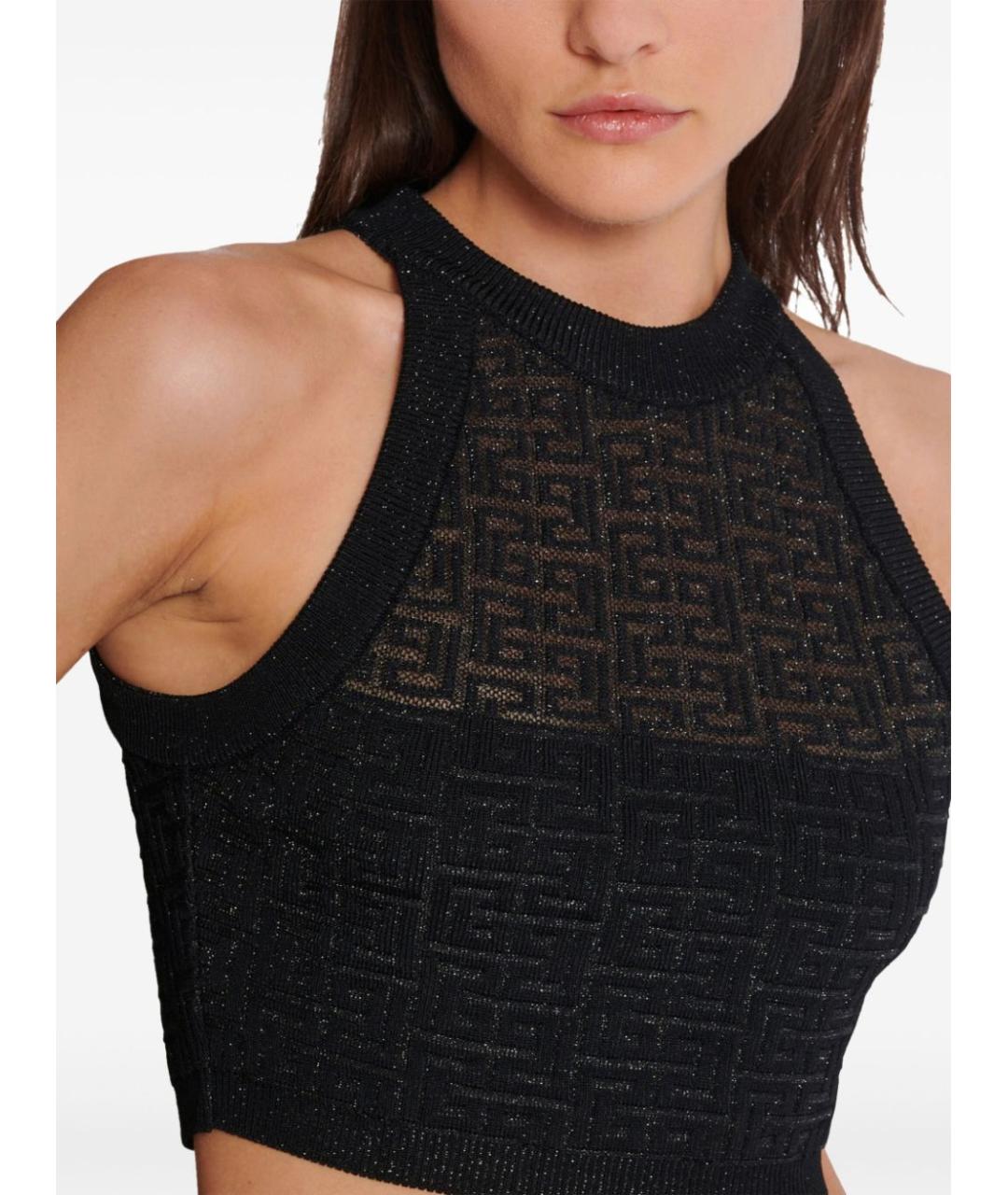 BALMAIN Черная полиэстеровая майка, фото 4
