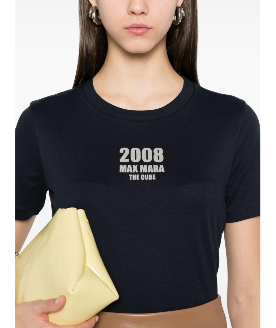 'S MAX MARA Синяя хлопковая футболка, фото 3