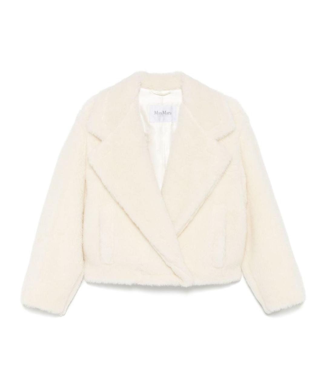 MAX MARA Белая шерстяная дубленка, фото 1