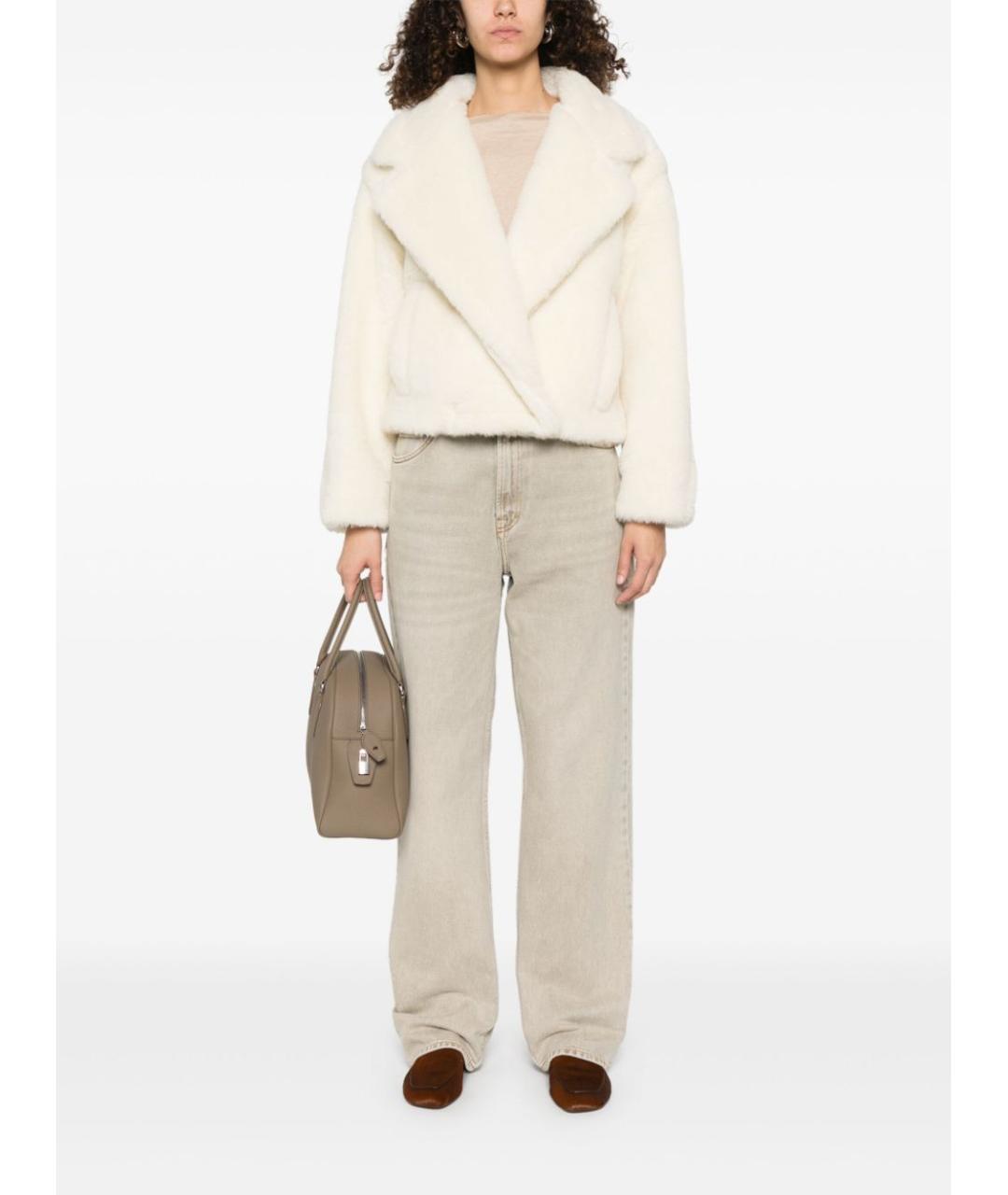 MAX MARA Белая шерстяная дубленка, фото 5