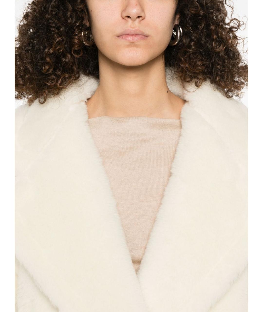 MAX MARA Белая шерстяная дубленка, фото 4