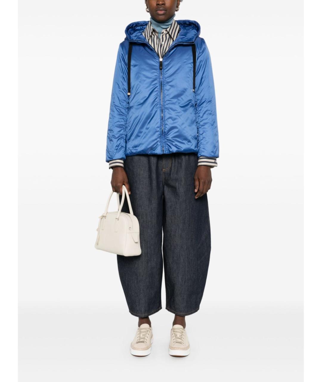MAX MARA Синяя полиэстеровая куртка, фото 5
