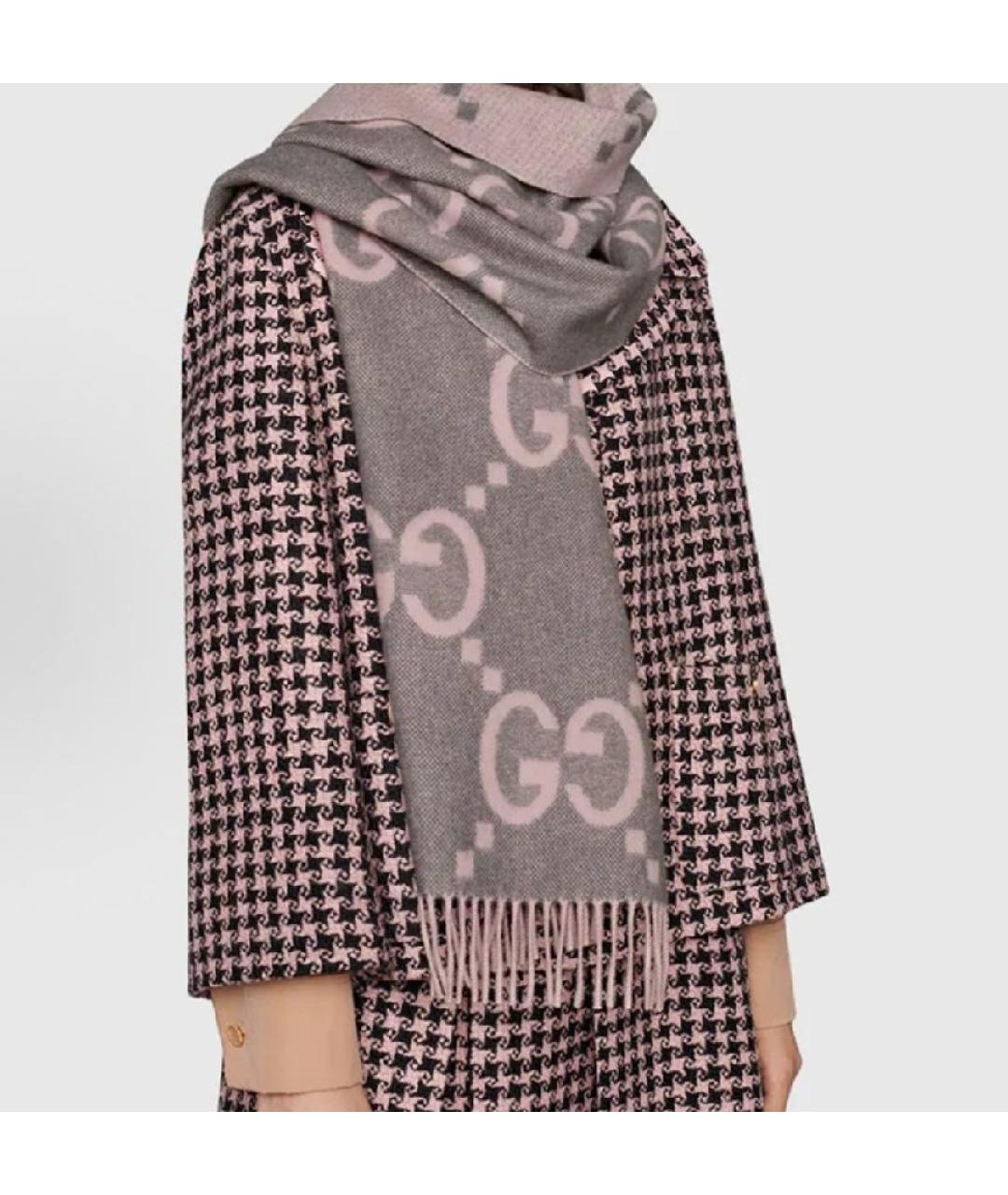 GUCCI Розовый кашемировый шарф, фото 4