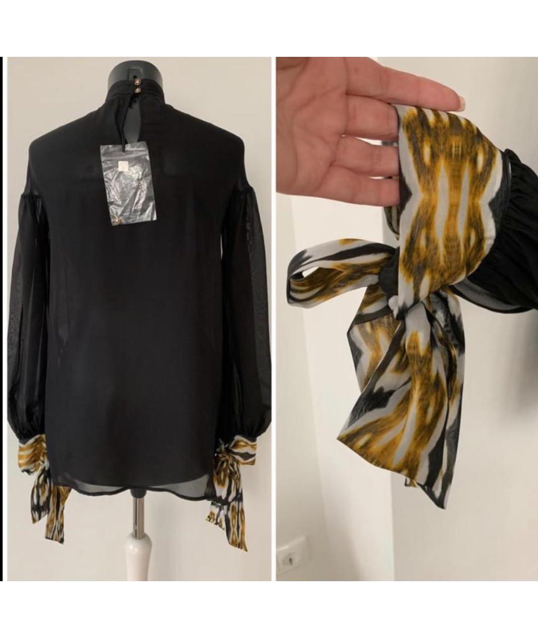 ROBERTO CAVALLI Черная шелковая блузы, фото 3