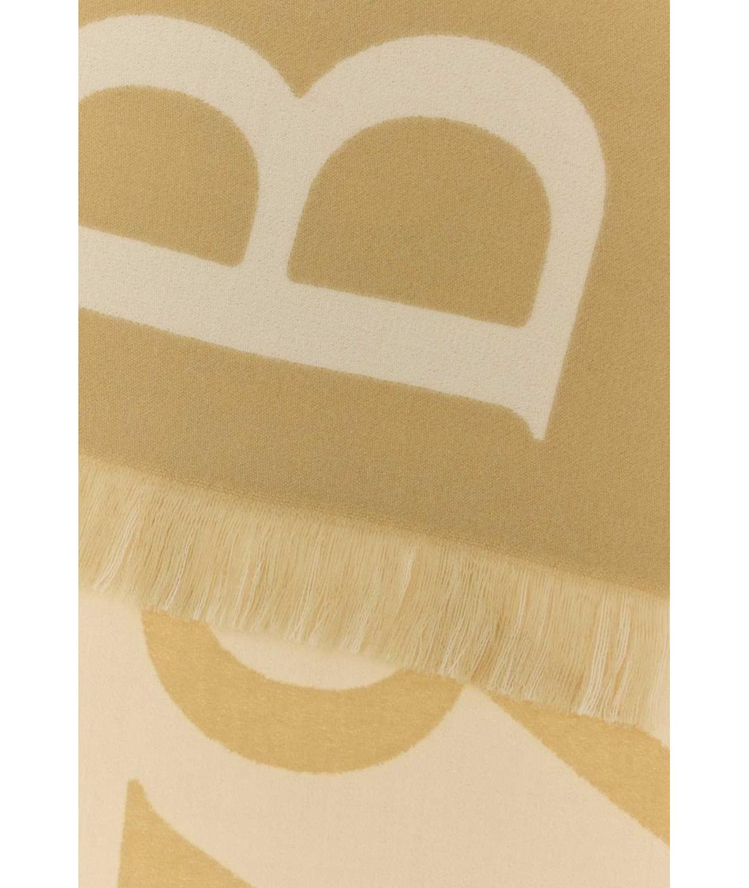 BURBERRY Бежевый шерстяной шарф, фото 2