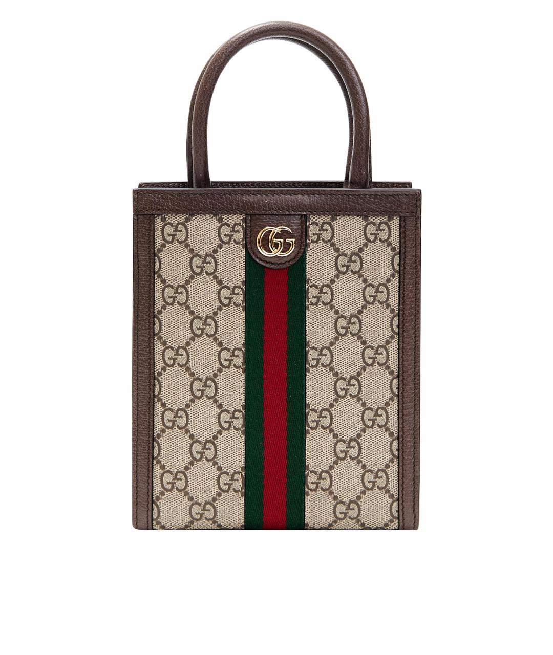 GUCCI Бежевая кожаная сумка с короткими ручками, фото 1