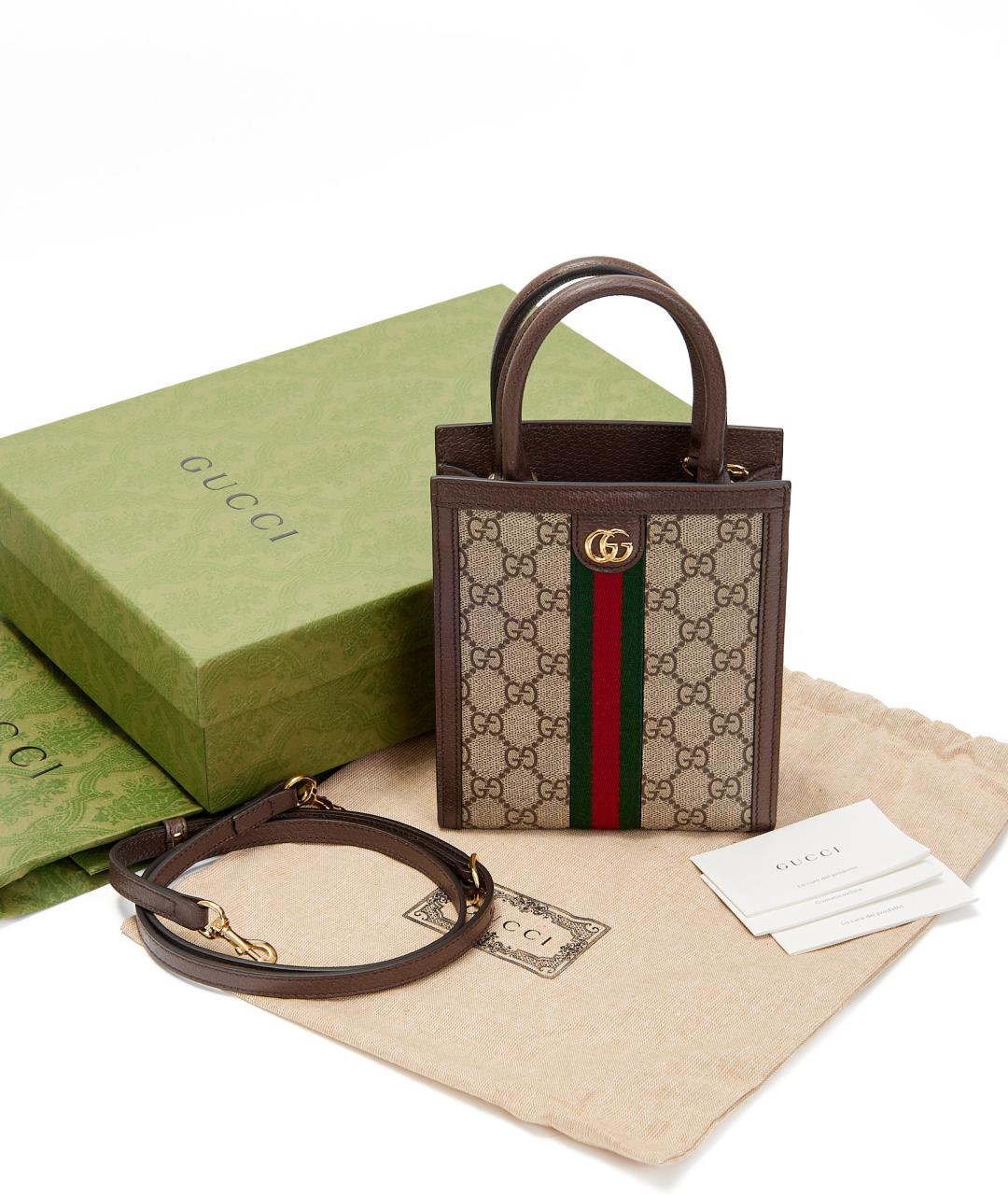 GUCCI Бежевая кожаная сумка с короткими ручками, фото 6