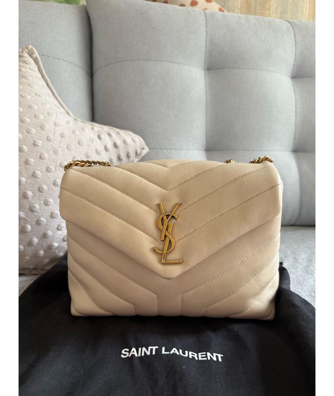SAINT LAURENT Серая кожаная сумка через плечо, фото 2