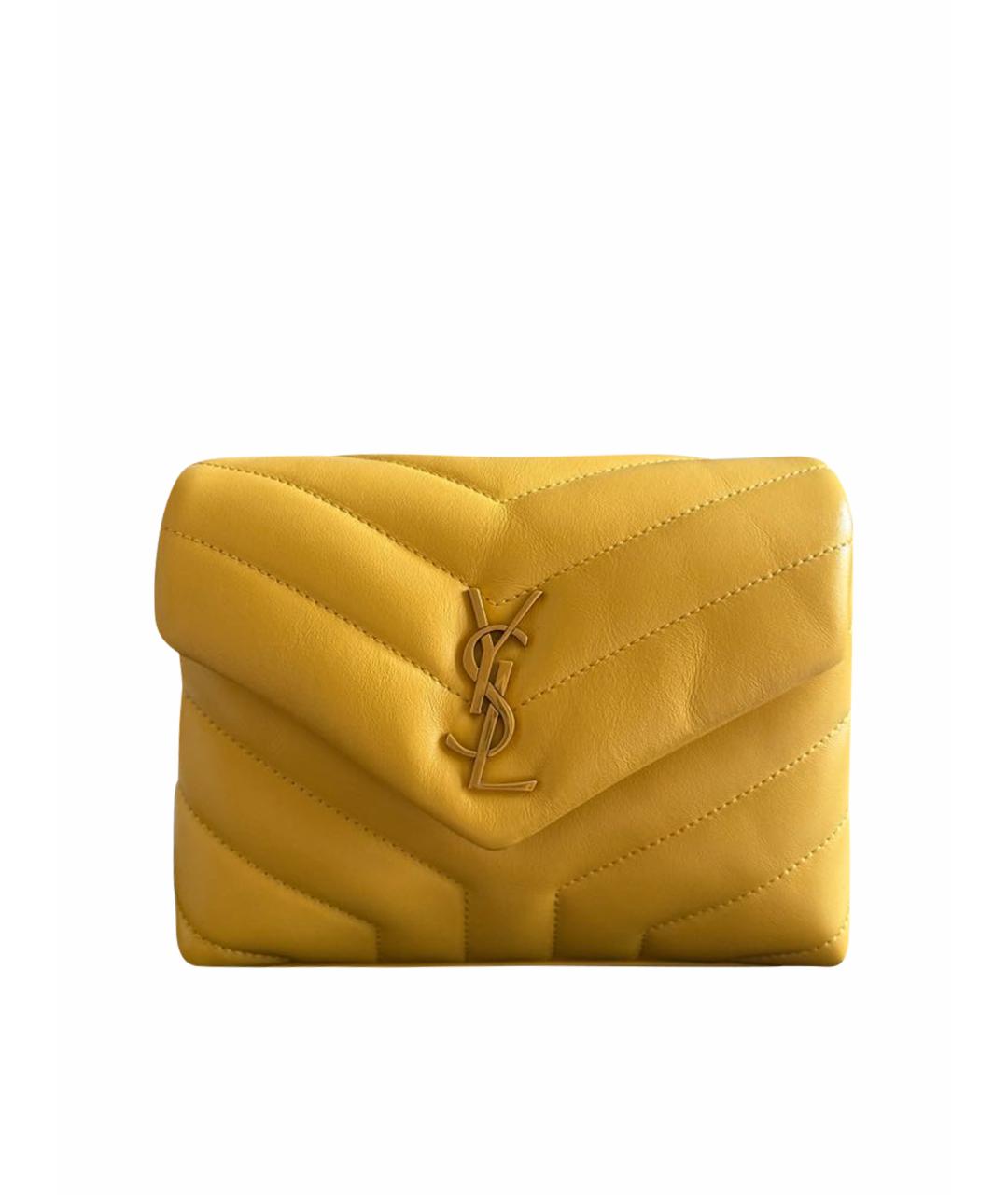 SAINT LAURENT Горчичная кожаная сумка через плечо, фото 1