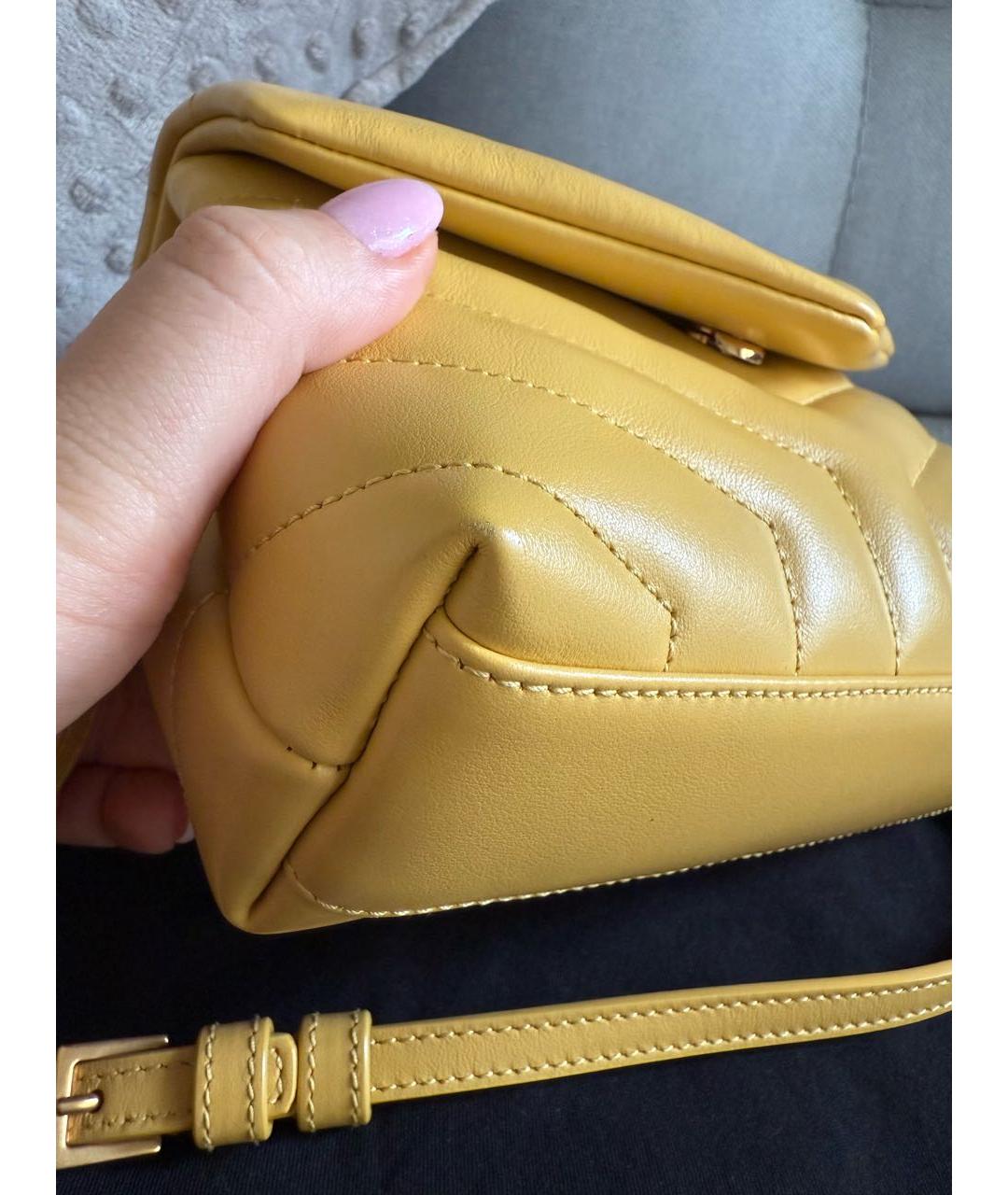SAINT LAURENT Горчичная кожаная сумка через плечо, фото 5