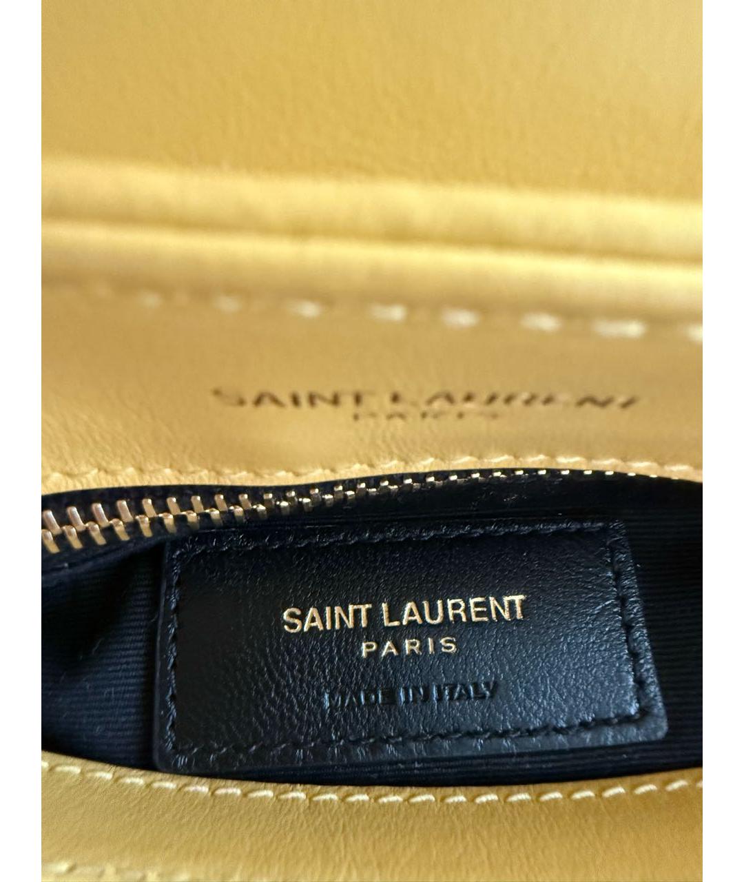 SAINT LAURENT Горчичная кожаная сумка через плечо, фото 4