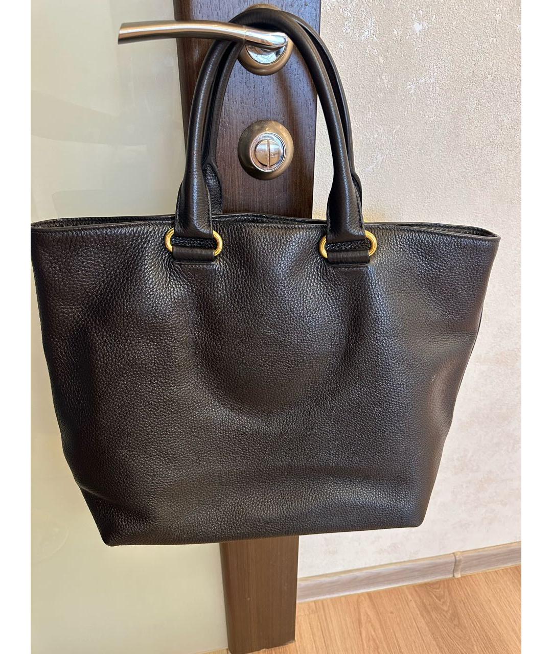 PRADA Черная кожаная сумка тоут, фото 3