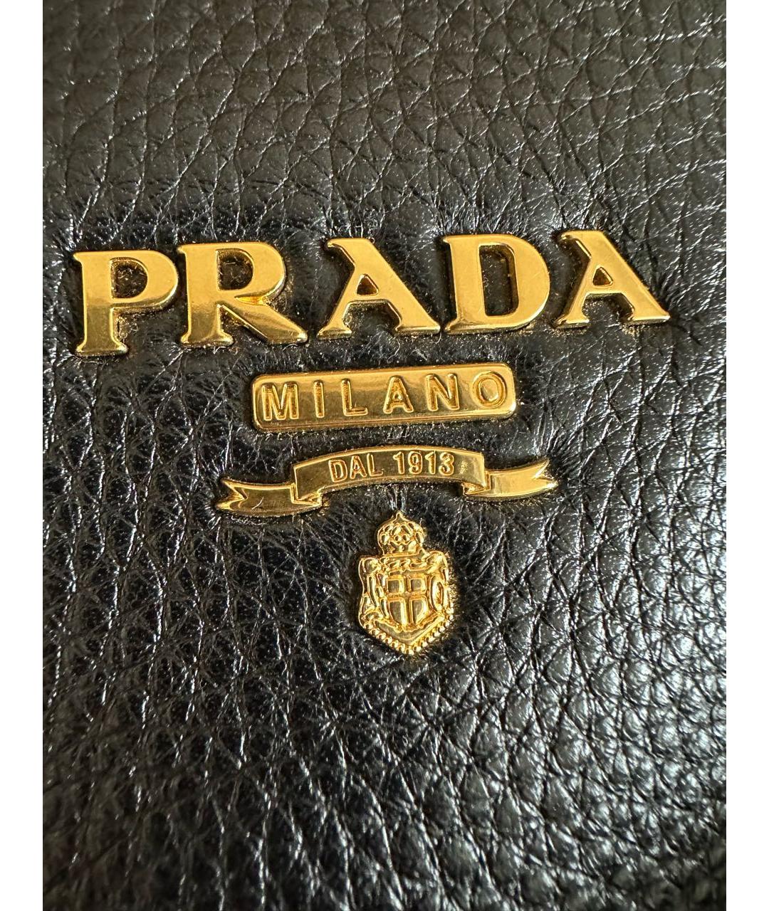 PRADA Черная кожаная сумка тоут, фото 6